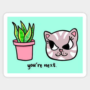 Evil Cat Threatens Plant Sticker